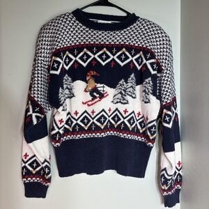 Vintage Christopher & Banks Sweater Womens Large Ski Fair Isle Crewneck 90s